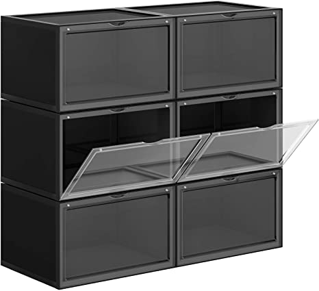 LAFA 1pc Stackable Shoe Box Foldable Shoes Rack Attachable Storage Box Organizer Case ဖိနပ်ထည့်ဘူး အတွဲစင်. 