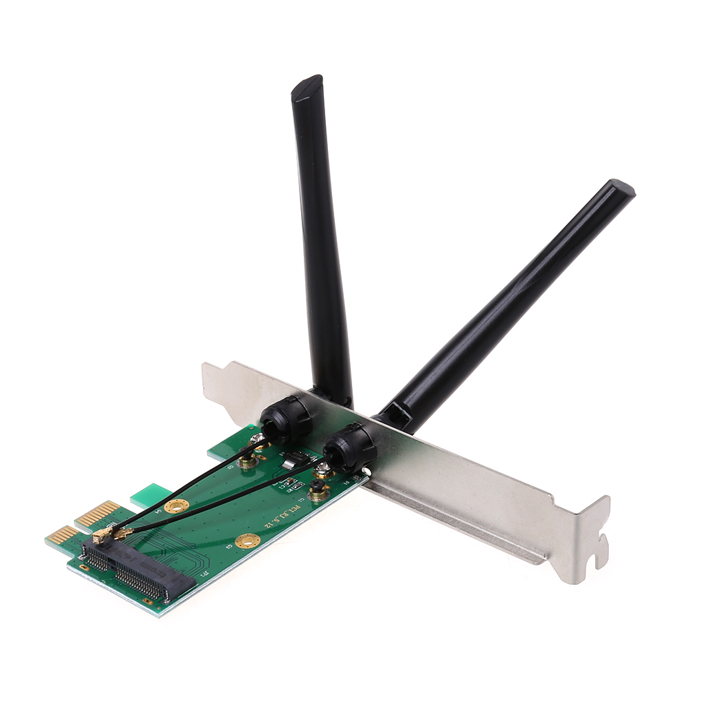 Wireless Wifi Network Card Mini PCIE to PCI-E 1X Desktop WIFI Adapter for Computer wirh 2 Antennas