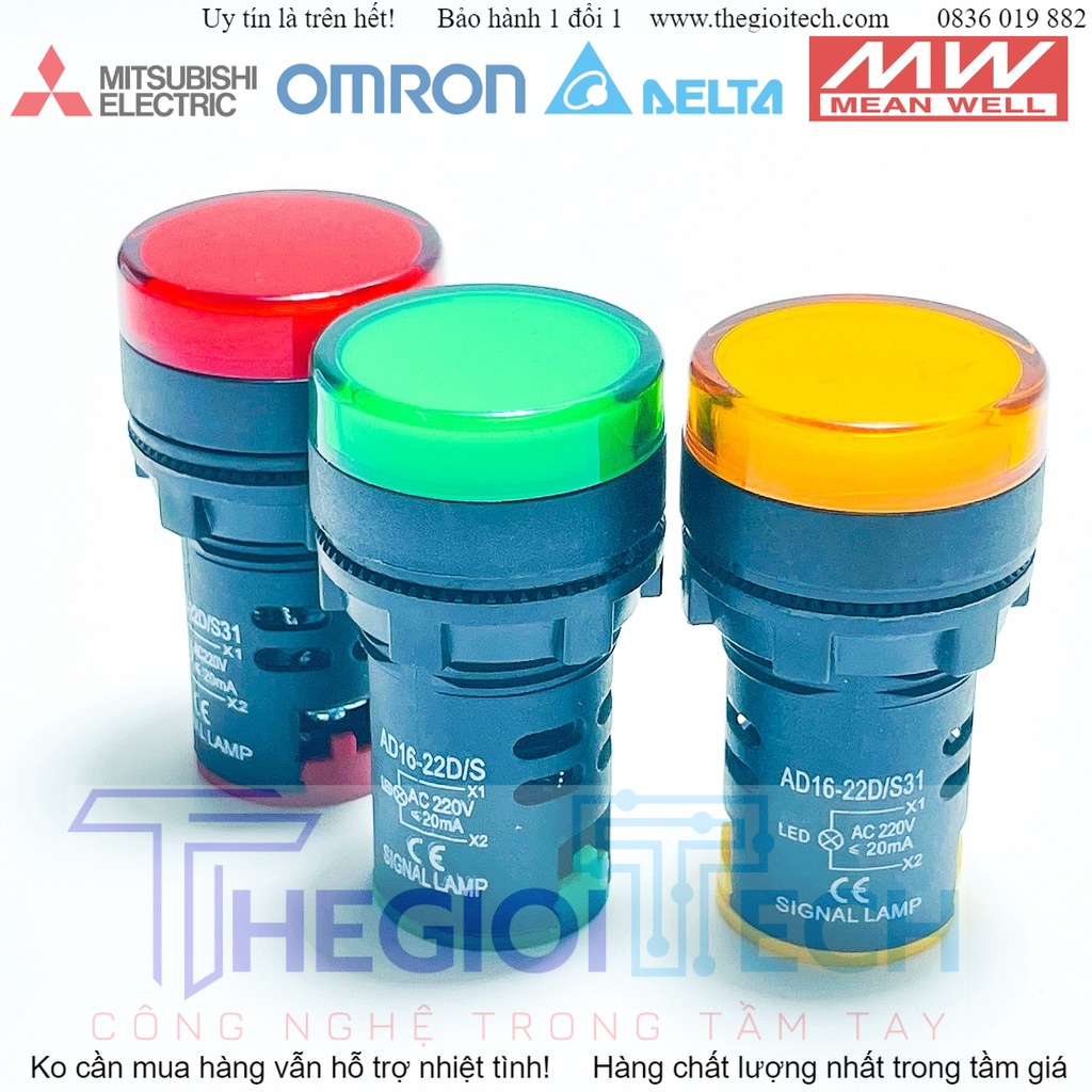 Đèn Báo Pha Phi 22 AD16-22D/S Led 3 Màu