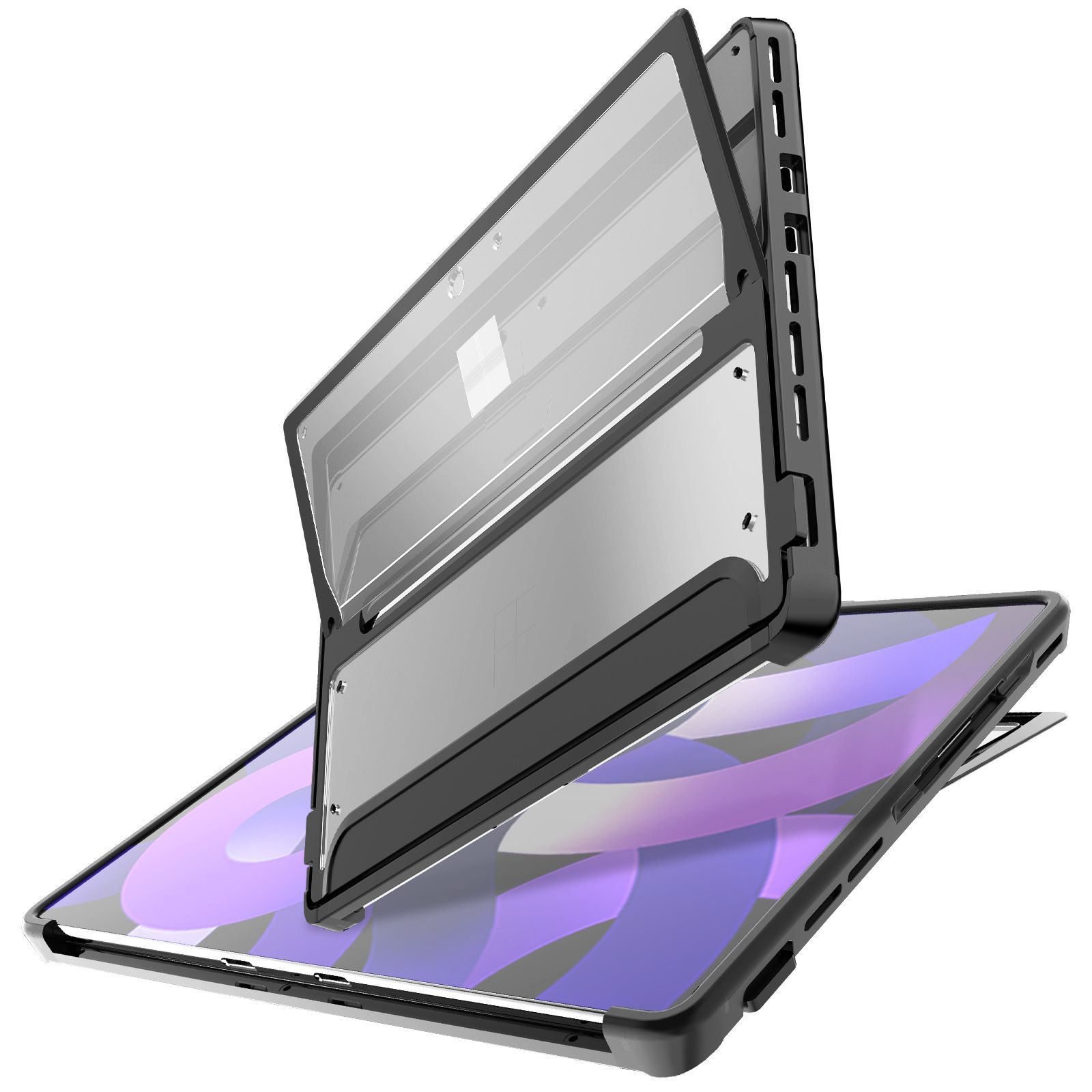 Tablet Protective Cover with Holder for Surface Pro 8/9 Tablet Accessories Part Black Transparent Anti-shock Protective Case