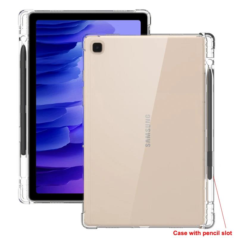 Pencil Solt Case for Samsung Galaxy Tab S9 S8 S7 Plus Ultra S6 Lite A7 A8 Tablet Cover Clear Soft Air-bag Pen Holder Shell Funda. 