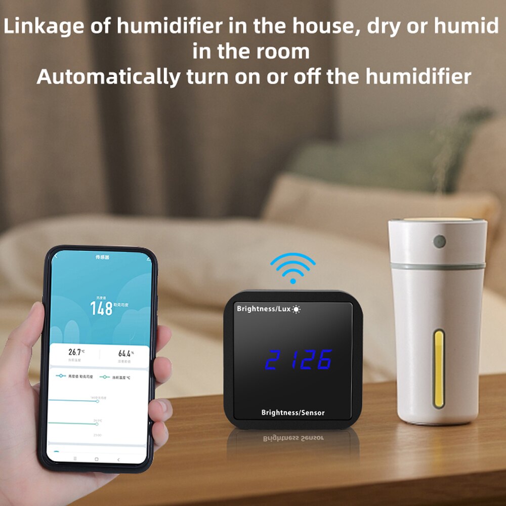 Tuya Zigbee Intelligent Illuminometer Temperature Humidity Sensor LED Display APP Control For Alexa Google Home Lux Meter