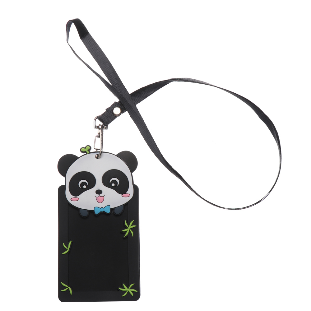 MMLUCK Cute Animal School Office Supplies Name Card Protector Cover Silicone ID Badge Card Holder Work Card with Rope
