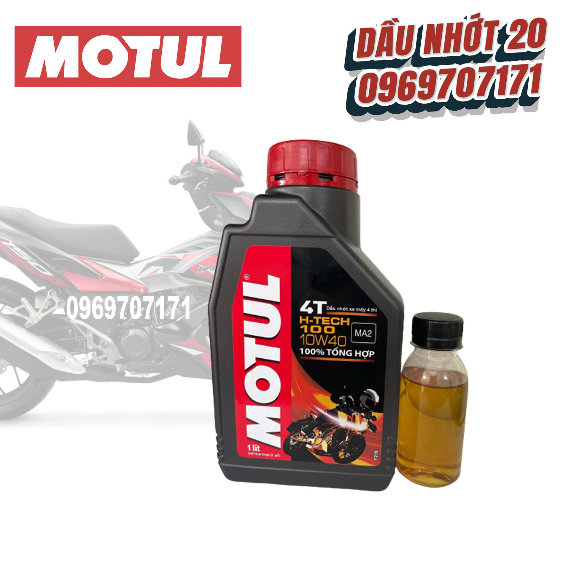 [Có chiếc lẻ] Nhớt Motul HTech H-Tech 100 4T 10W40 H tech