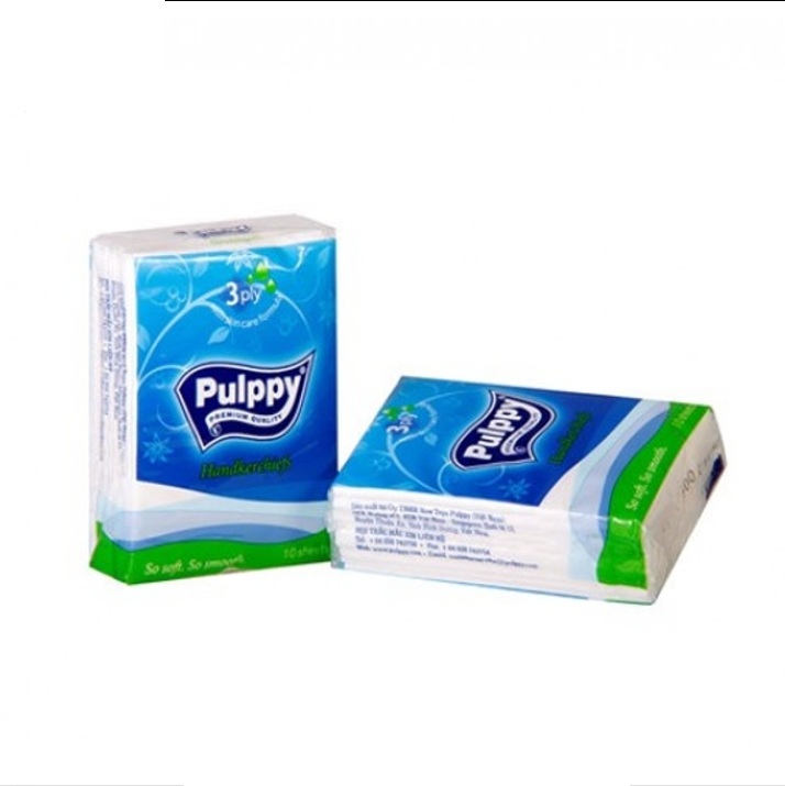 KHĂN GIẤY LỤA PULPPY BỎ TÚI 3 LỚP - LỐC 10 GÓI