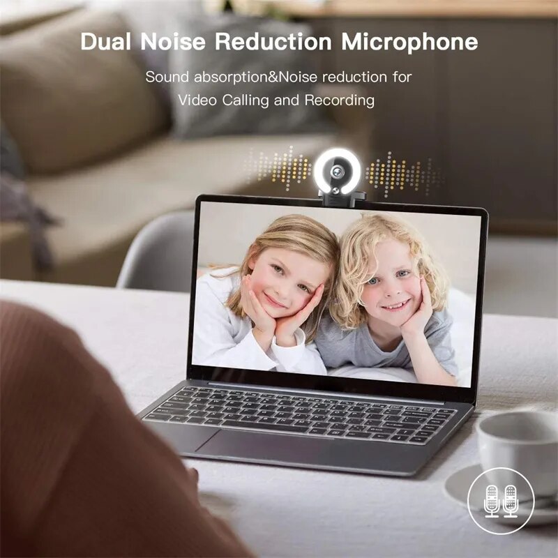 4K Webcam Full HD 2K Mini Web Camera With Fill Light Laptop PC Computer Live Broadcast Camera Video Camera Microphone Webcast