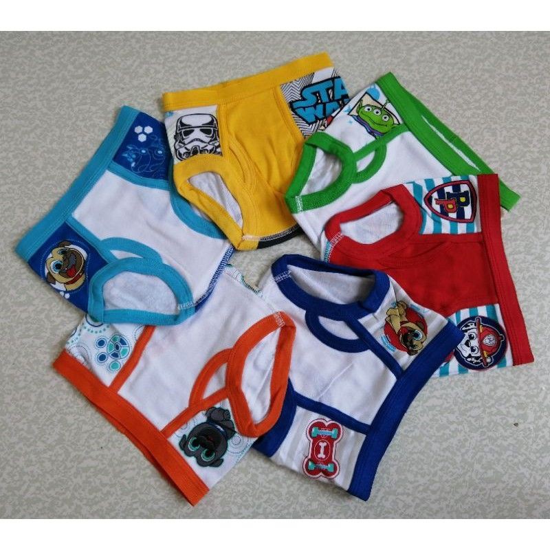 6 pieces characters brief kids/boys ( 1-9 yrs old ) cotton