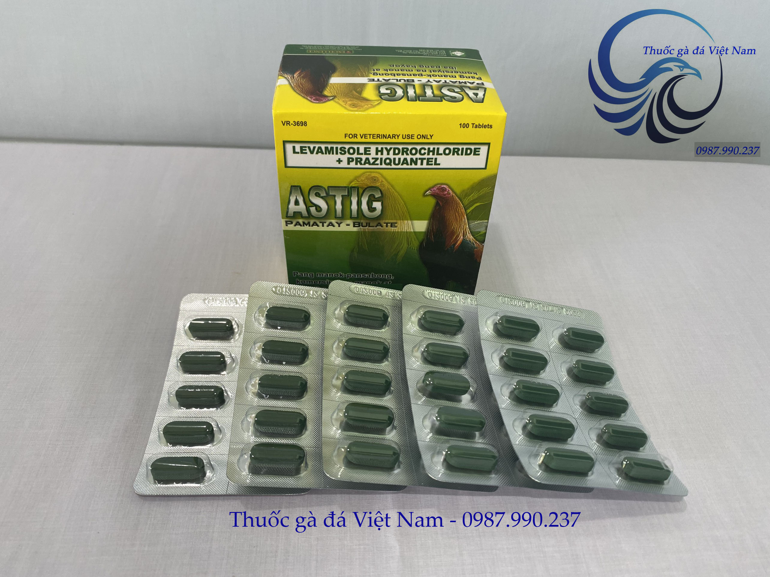 Combo 5 vỉ Thuốc sổ giun, sán cho gà đá ASTIG