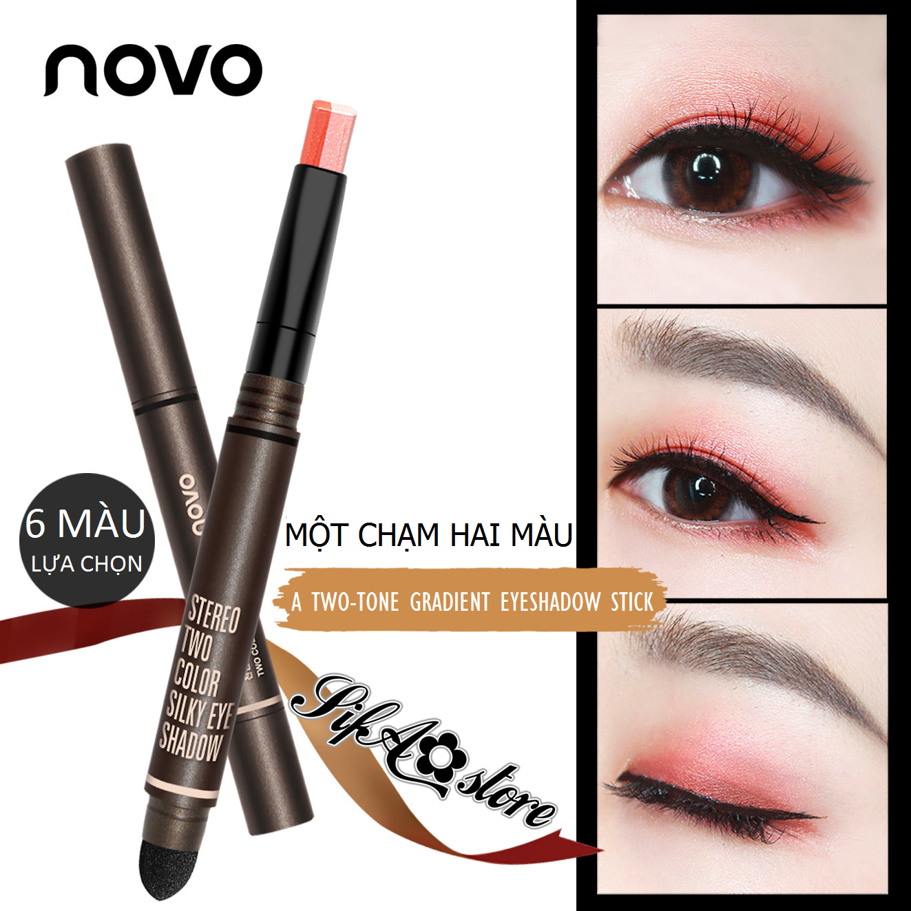 Phấn Mắt 2 Đầu Stereo Two Line Eye Shadow Novo