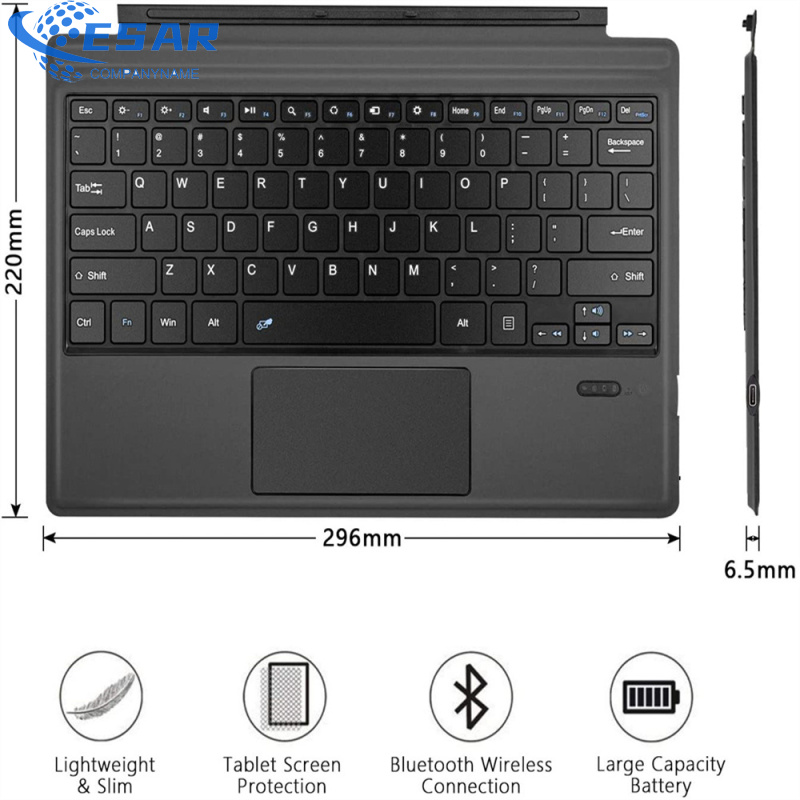 Ft-1089d Wireless Bluetooth-compatible Keyboard With Touchpad Backlit Compatible For Microsoft Surface Pro 3 4 5 6 7
