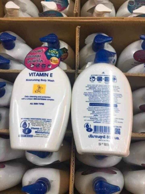 Sữa tắm dưỡng ẩm, trắng da Vitamin E Aron Thái Lan 800ml