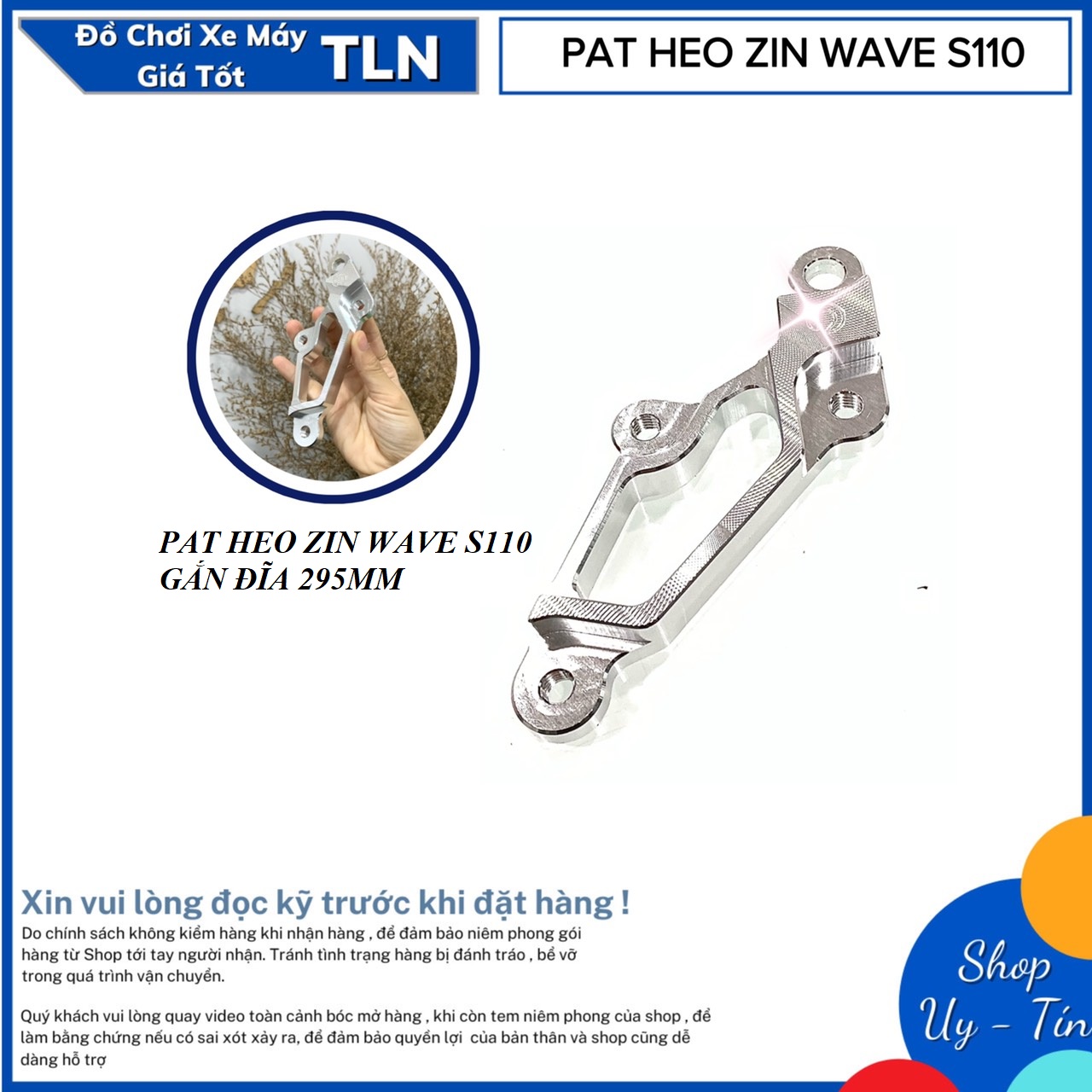 Pat heo zin gắn đĩa 295mm cho xe wave s110