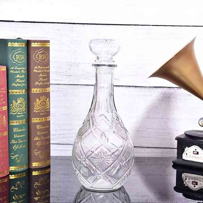 Vỏ Chai Đựng Rượu 1 Lít (combo 2 cái) mẫu giọt nước hoa văn trái dứa – Chai Thủy Tinh Đựng Rượu 1000ML - Bình Đựng Rượu Thủy Tinh siêu trong (A5)