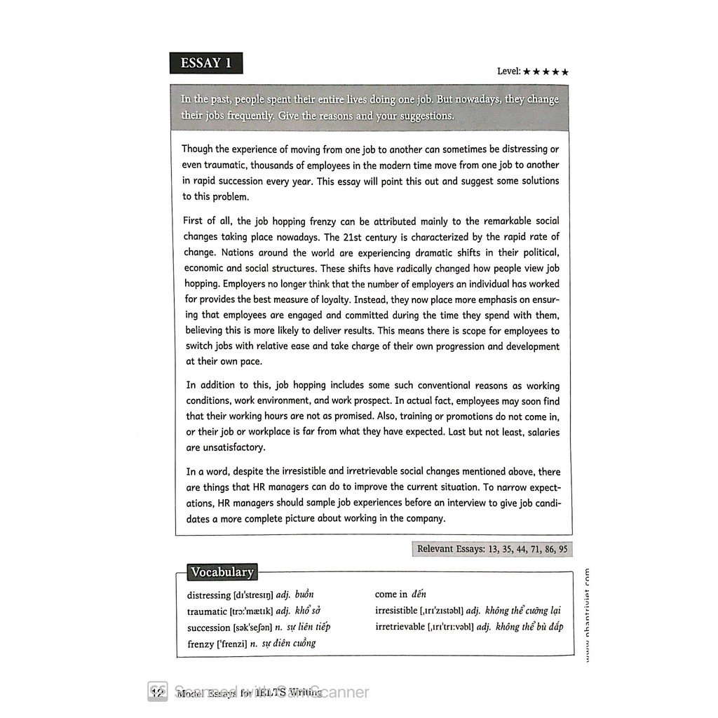 Luyện viết Essay Model Essay IELTS Writing