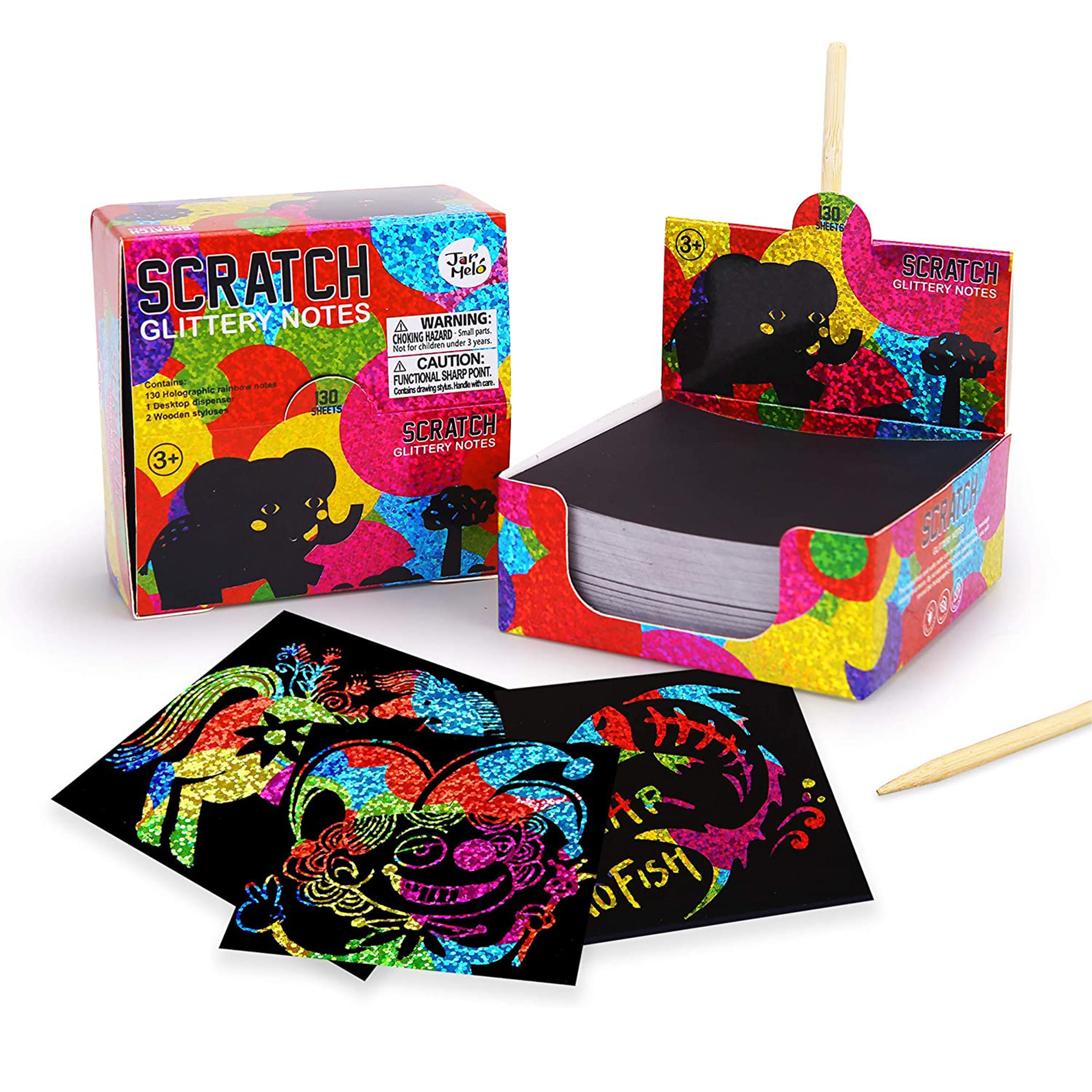 UK Magic Scratch Art Painting Paper With Wooden Drawing Stick Kid Adult DIY KIT 