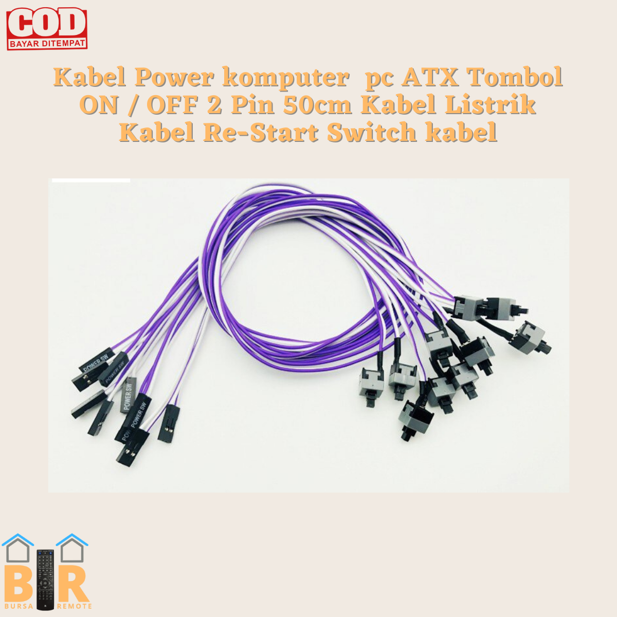 Kabel Power komputer pc ATX Tombol ON / OFF 2 Pin 50 cm SW Switch Kabel ...