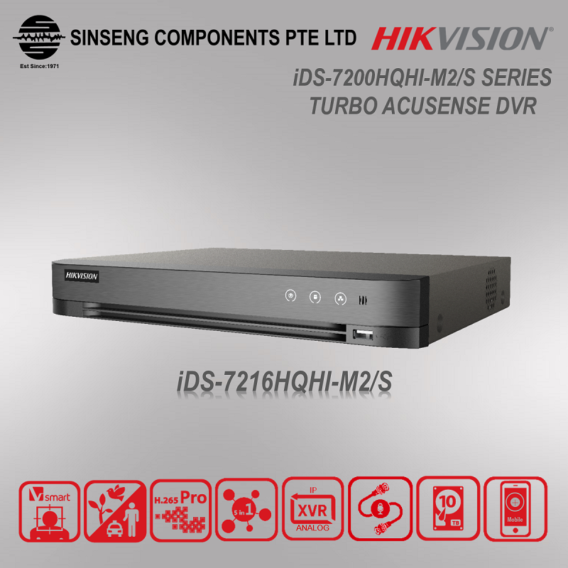 Hikvision Turbo Acusense 16ch Dvr Ids 7216hqhi M2 S H 265 Pro H 265 H 264 H 264 4mp 2mp 1mp 960h Ahd Tvi Cvi Cvbs Ip 16ch Digital Video Recorder App Hik Connect Lazada Singapore