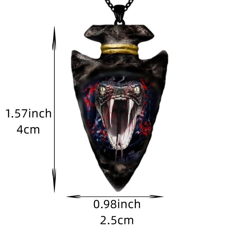 temu new creative python maniac python head triangle spearhead pendant hip-hop trendy men's necklace.