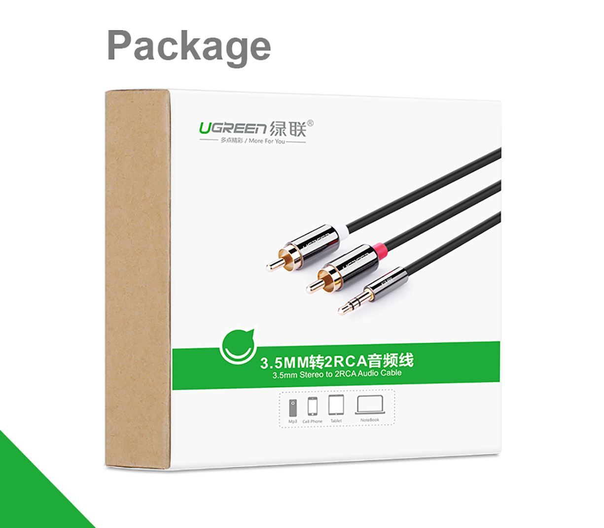 [HCM]Cáp Audio 3.5mm ra 2RCA Cao Cấp UGREEN AV116