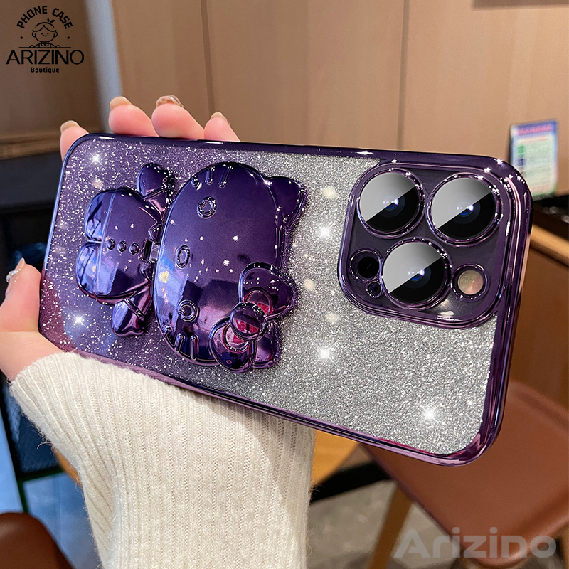 Phone Case OPPO Reno 8T 5G Reno 8T 4G Gradient flash powder electroplating Kitty bracket electroplating TPU anti drop phone case