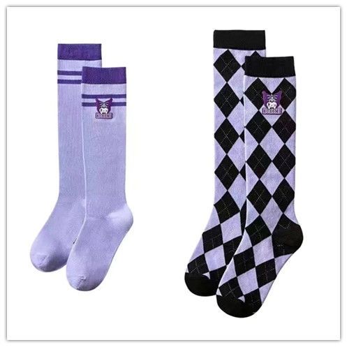 Kulomi Series Calf Socks Cute and Cute Mid Tube Socks Purple Socks Stockings