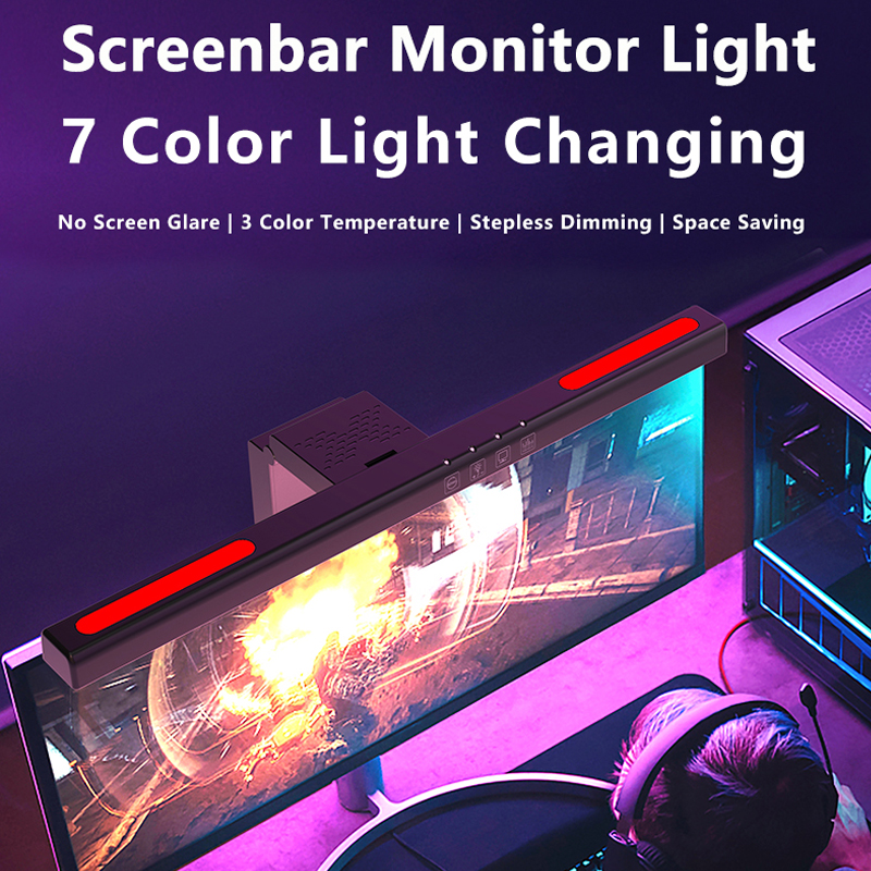 Led Computer Display Light RGB LED Computer Bar Display Screen Hanging Lamp Eye Protection Lamp ...