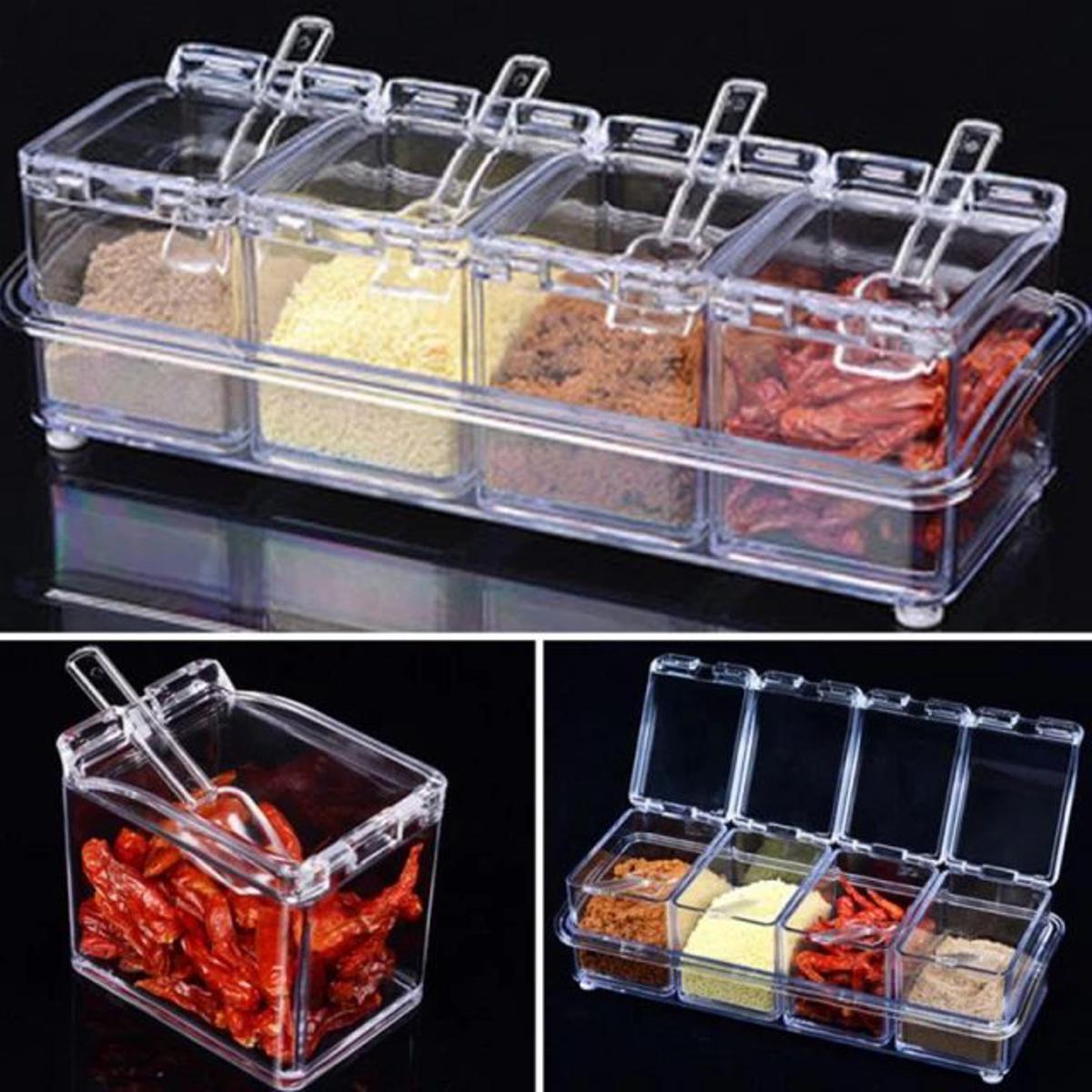Spice Crystal Seasoning Box for Kitchen 4pcs Spice Rack