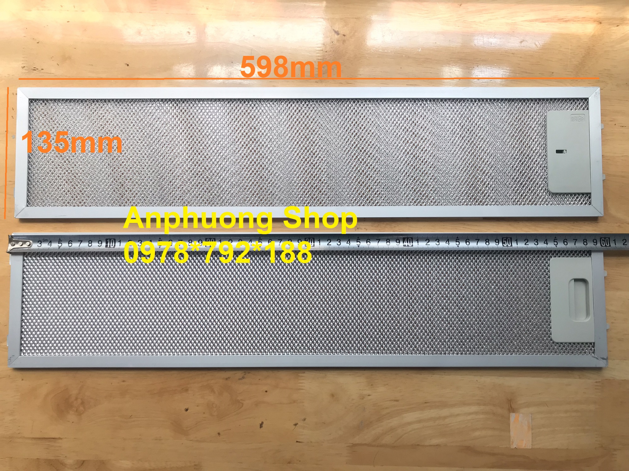 Lưới nhôm chắn mỡ 204*598mm cho máy hút mùi âm tủ - phụ kiện máy hút mùi