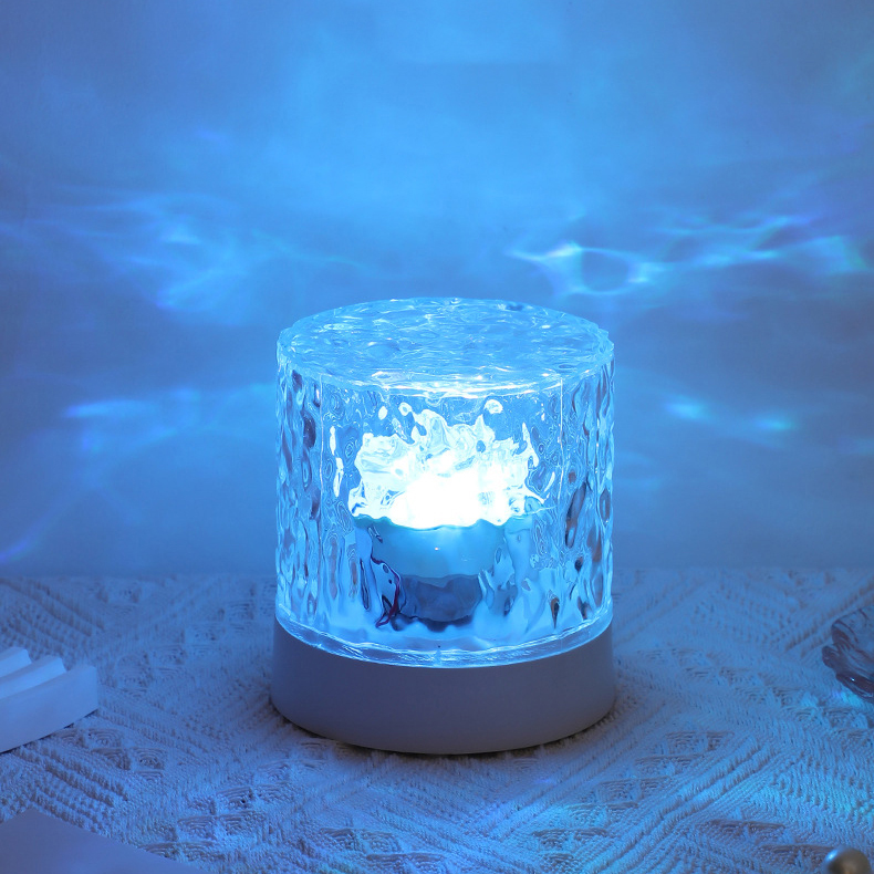 Nightlight ins Dynamic water ripple atmosphere Creative Bedroom bedside flame lamp