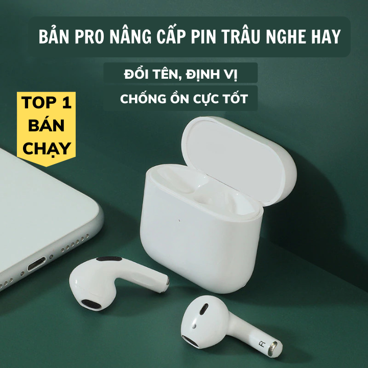 Tai nghe bluetooth Bản Pro 4 Thế Hệ Mới Chip 5.0 Mạnh Mẽ, Pin Trâu Hơn Nghe Hay Hỗ Trợ Mọi Dòng Máy Bảo Hành 12 Tháng - Tai nghe không dây, tai nghe bluetooth không dây, tai phone không dây, tai nghe bluetooth mini