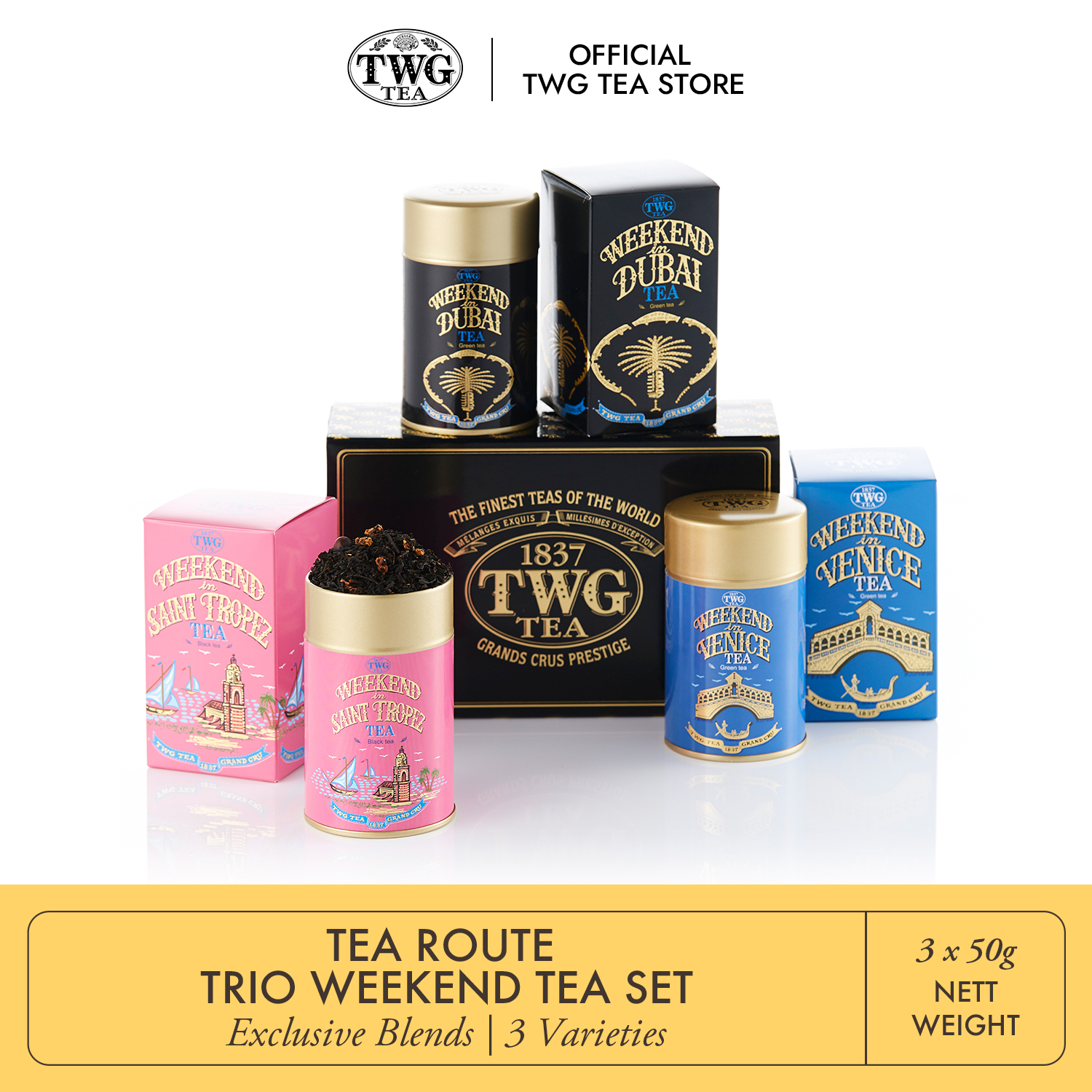 TWG Tea | Tea Route Trio Weekend Tea Set in Haute Couture Tea Tin