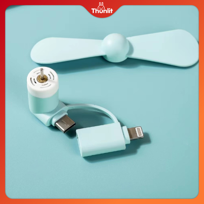 Quạt điện thoại di động mini cầm tay Thunlit 2 in 1 cho Type-C&iPhone&Android