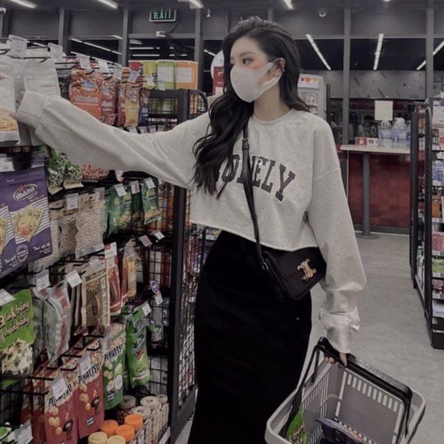 Set croptop Lonely - chân váy đuôi cá len tăm cao cấp (freeship)