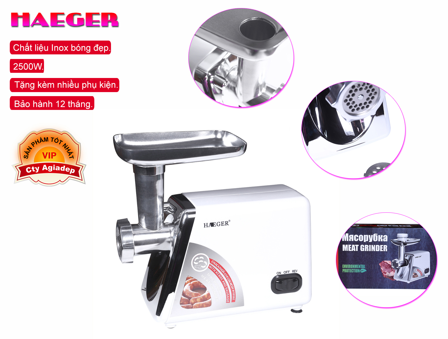 Máy làm xúc xích lạp sườn xay thịt loại tốt Haeger Châu Âu
