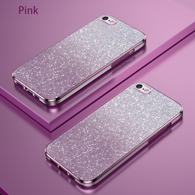 Luxury Plating Phone Case For iPhone 6 - 6 Plus Case iPhone 6S - 6S Plus Glitter Clear TPU Soft Cover Casing With Glitter Flake