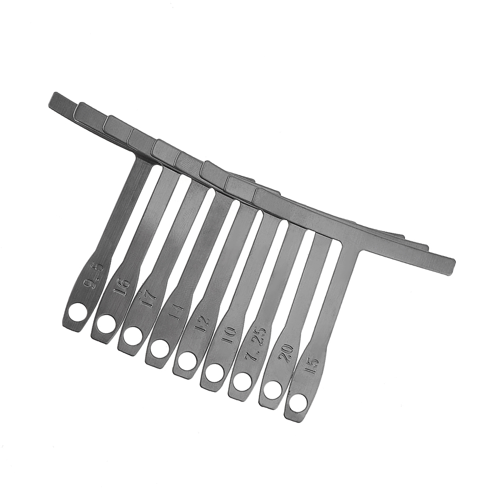 SLADE 9 pcs Stainless Steel Guitar Under String Radius Gauges Luthier Tools for Bridge Saddle Adjustments