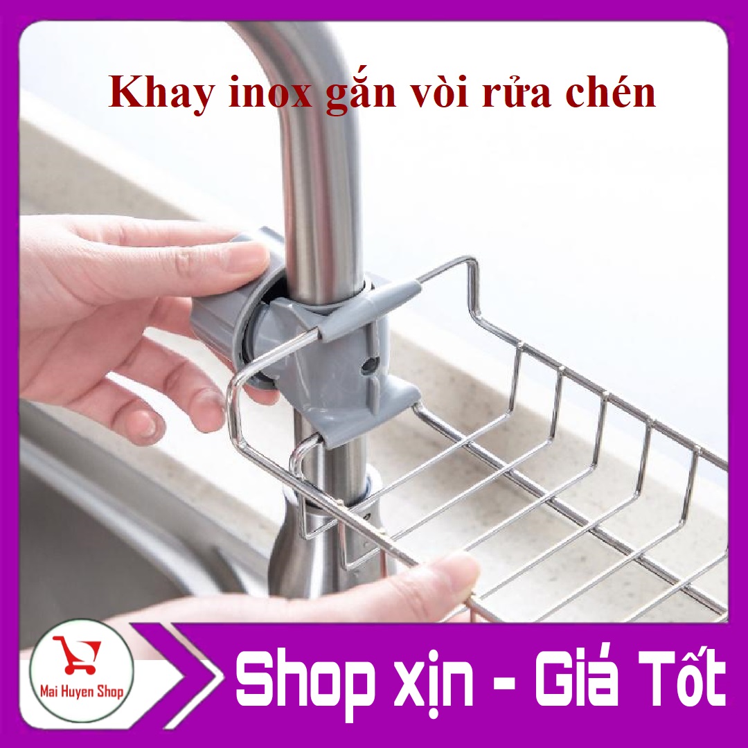 [HCM]Khay inox gắn vòi rửa chén