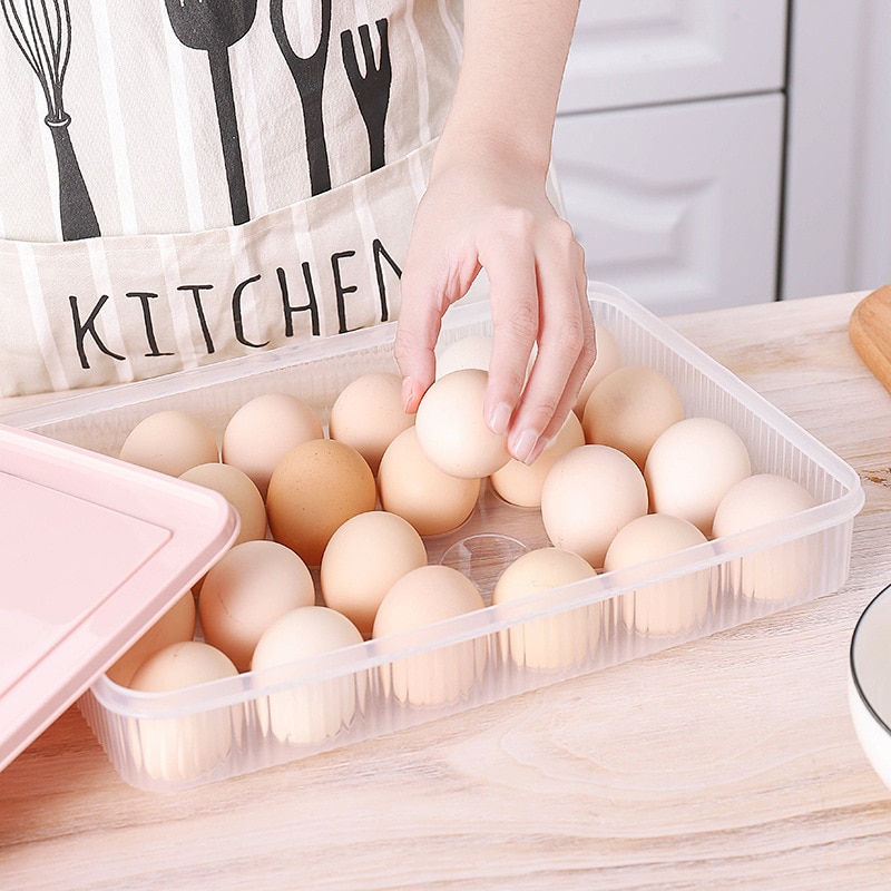 24 Grids Plastic Egg Storage Containers Box Refrigerator Organizer Drawer Egg Fresh-keeping Holder Tray Kitchen Outdoor Egg Case.