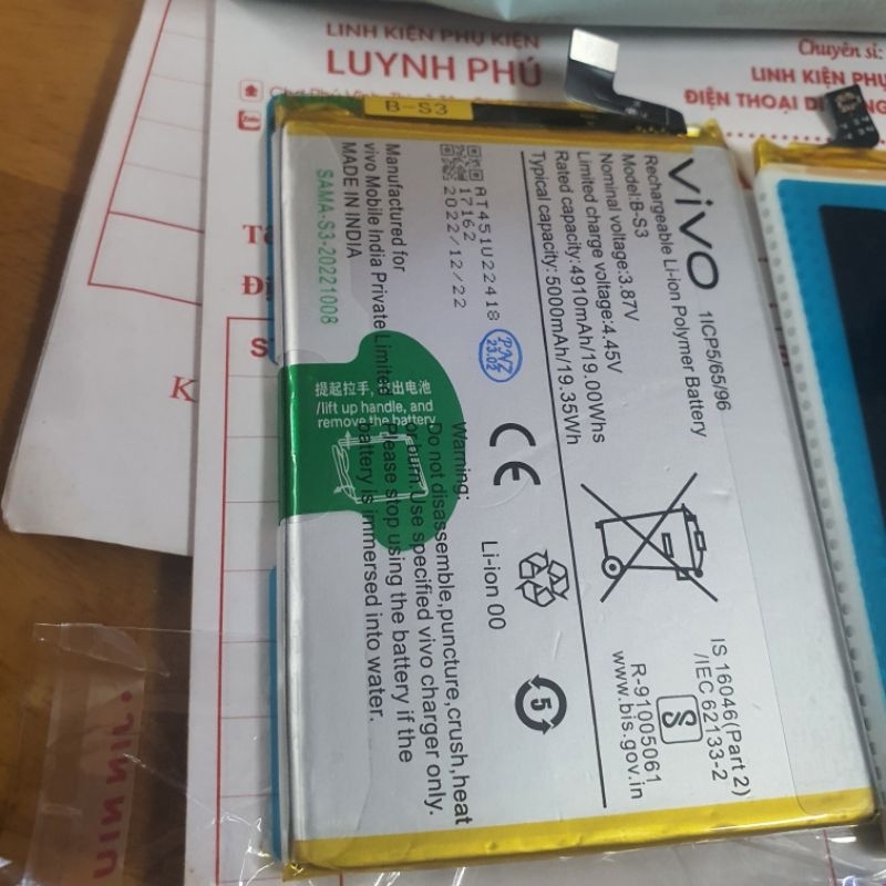 Pin Vivo Y33S B S3 B S2 ZIN bao test