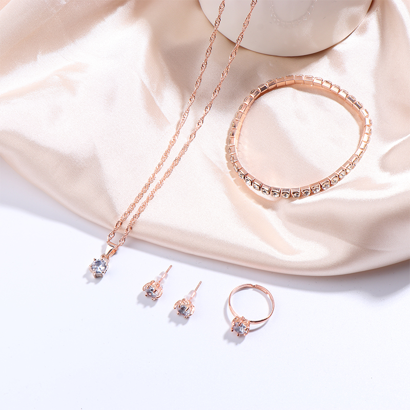 Luxury Women Ring Necklace Earrings Rhinestone Bracelet Female Casual ...