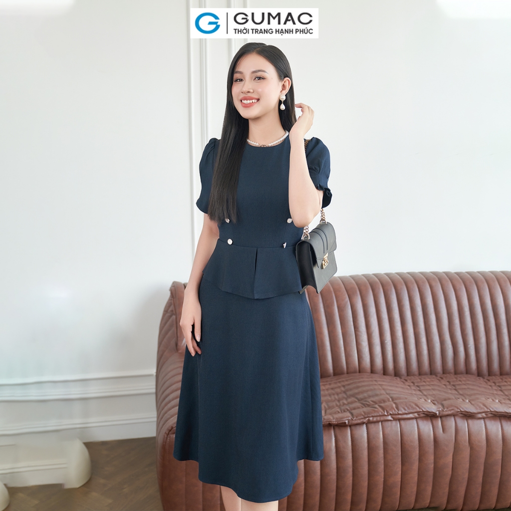 [4.4 - 6.4 |Voucher 10-12%] Đầm peplum phối nút thời trang GUMAC LDE0404 - DE04025