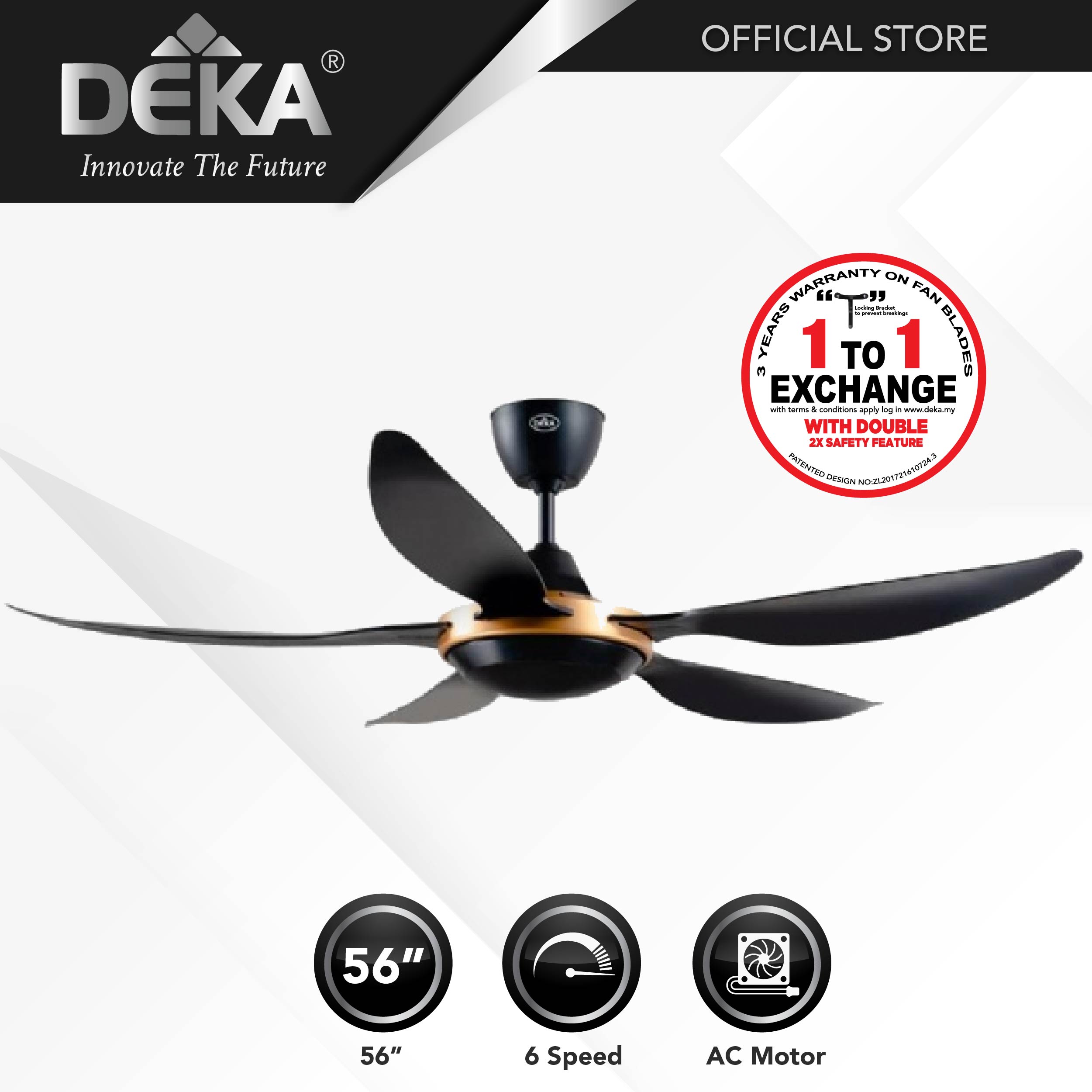 Deka 56 5 Blades 6 Speeds Ceiling Fans 