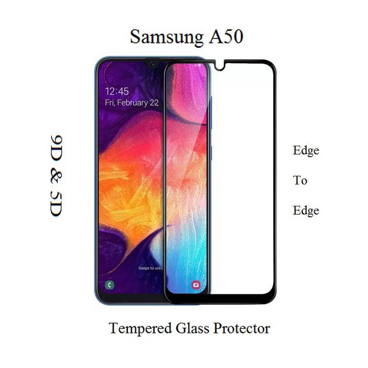 2Pcs Samsung Galaxy A50 Full Black 9D5D6D10D11D21D Tempered Glass Screen Protector Full Glue Edge To Edge For Samsung Galaxy A50
