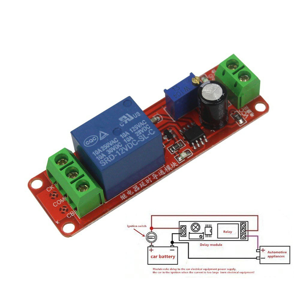 Mạch tạo thời gian trễ ngắt NE555 12VDC
