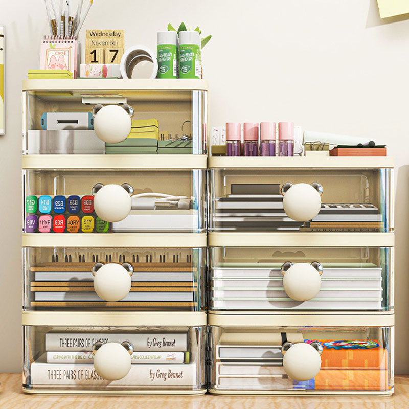 Desktop storage box, drawer style office, transparent student dormitory, multi-layer storage box, organizing miscellaneous items, cosmetics box