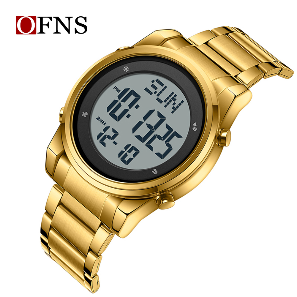 OFNS Metal Electronic Watch LED Display Watch Trend Waterproof Multi functional Men's Watch NS6160-5.