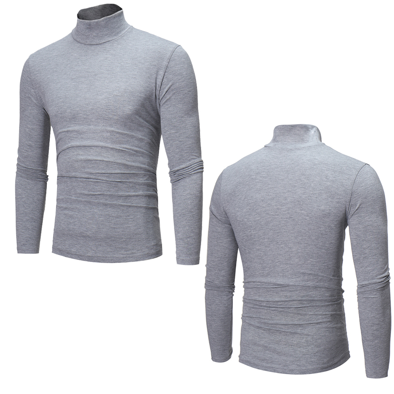 Fnr Men Autumn Pullovers Solid Turtleneck Long Sleeve T-Shirts Winter Basic Fashion