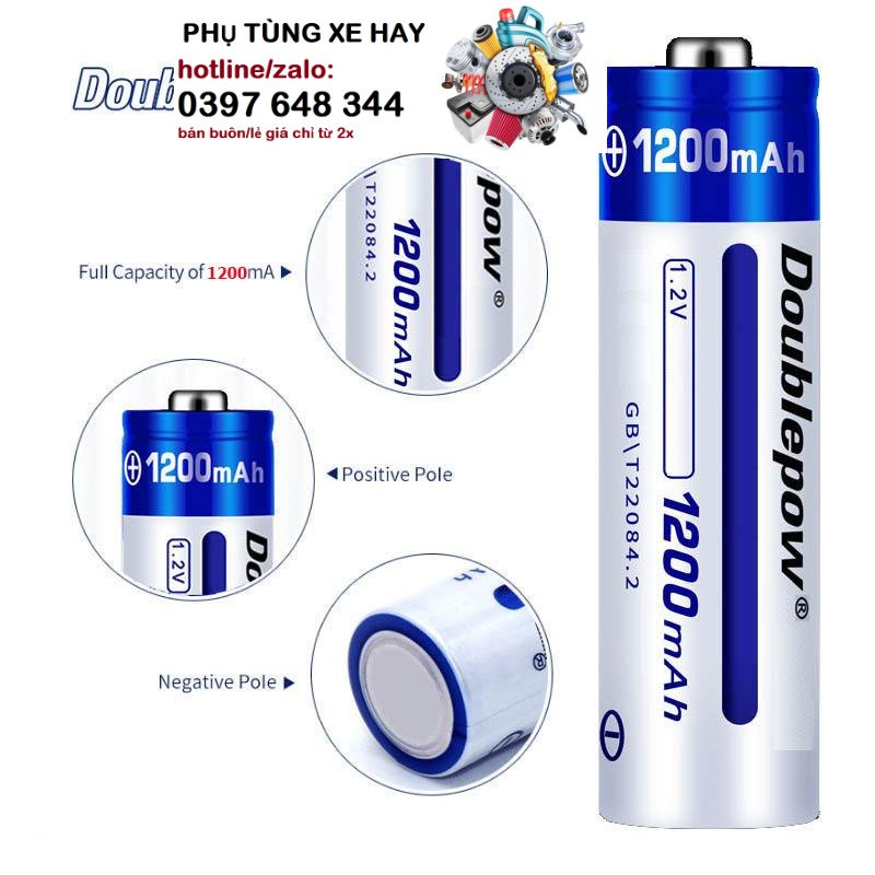 Bộ 04 Pin Sạc AA 1200mAh Doublepow (Hàng Chính Hãng)