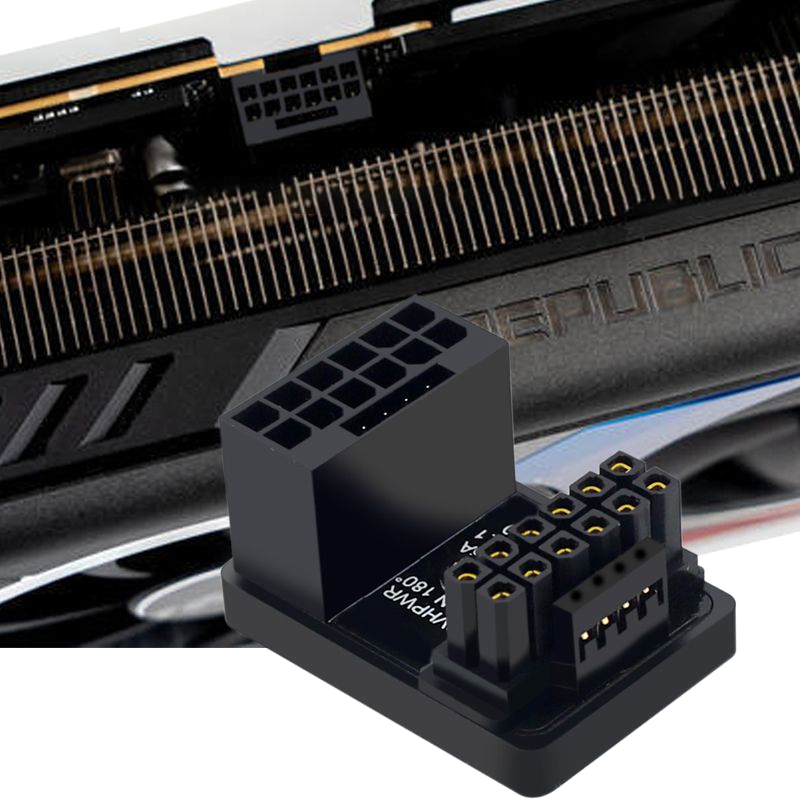 PCIe5.0 Graphics Card ATX3.0 12VHPWR 600W Power Supply Cable Adapter 12+4Pin Male To Female 180 Degree Turn Connectors. 