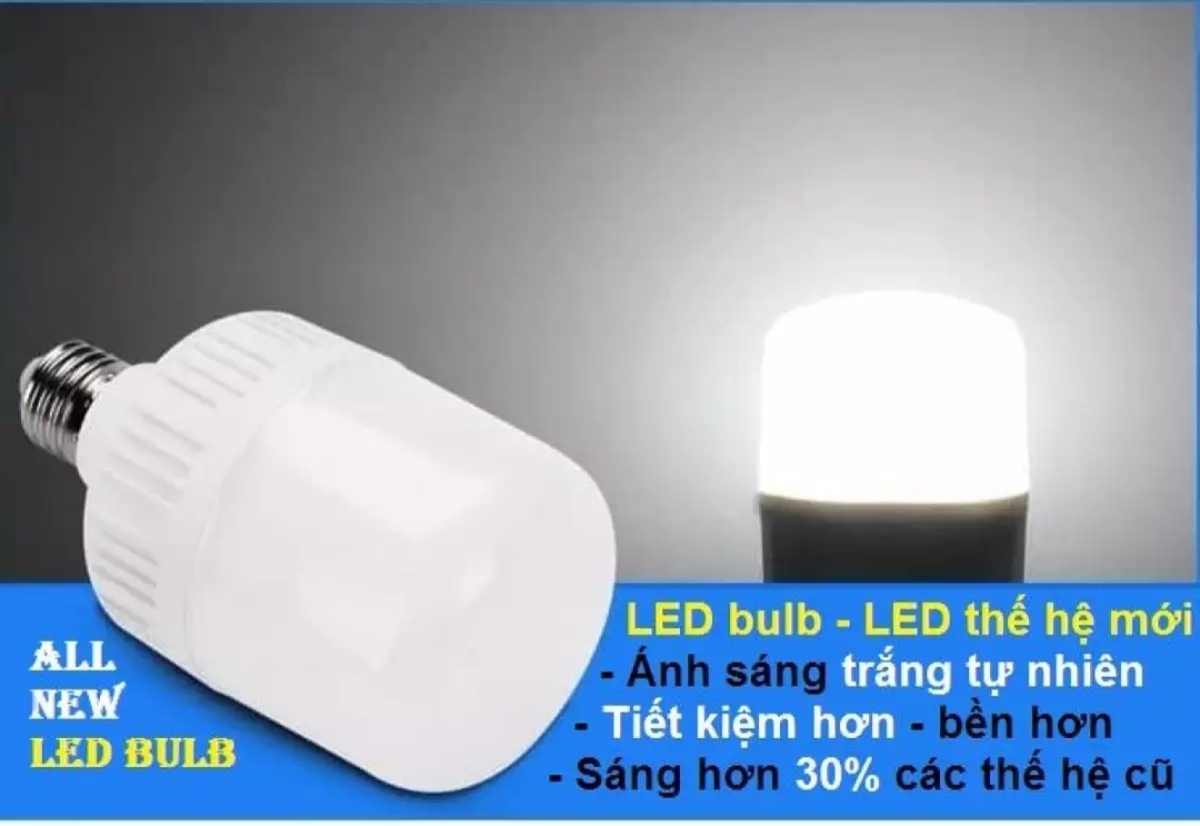 Bóng đèn Led trụ 20W (Ánh Sáng Trắng/Vàng) - tặng Móc siêu dính